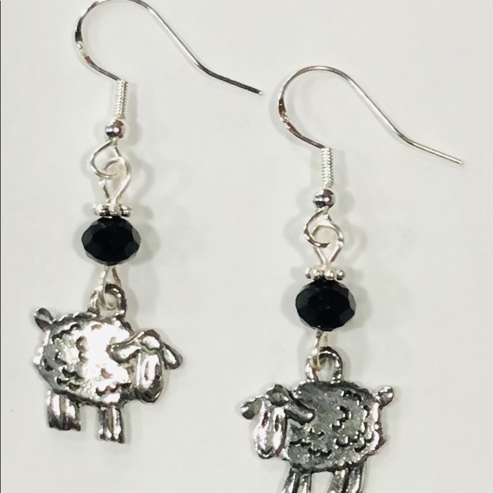Black Sheep Earrings, Sterling Silver Earwires